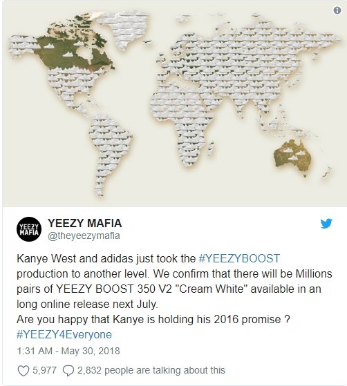 YEEZY BOOST 350 V2 Cream Mass Restock incoming